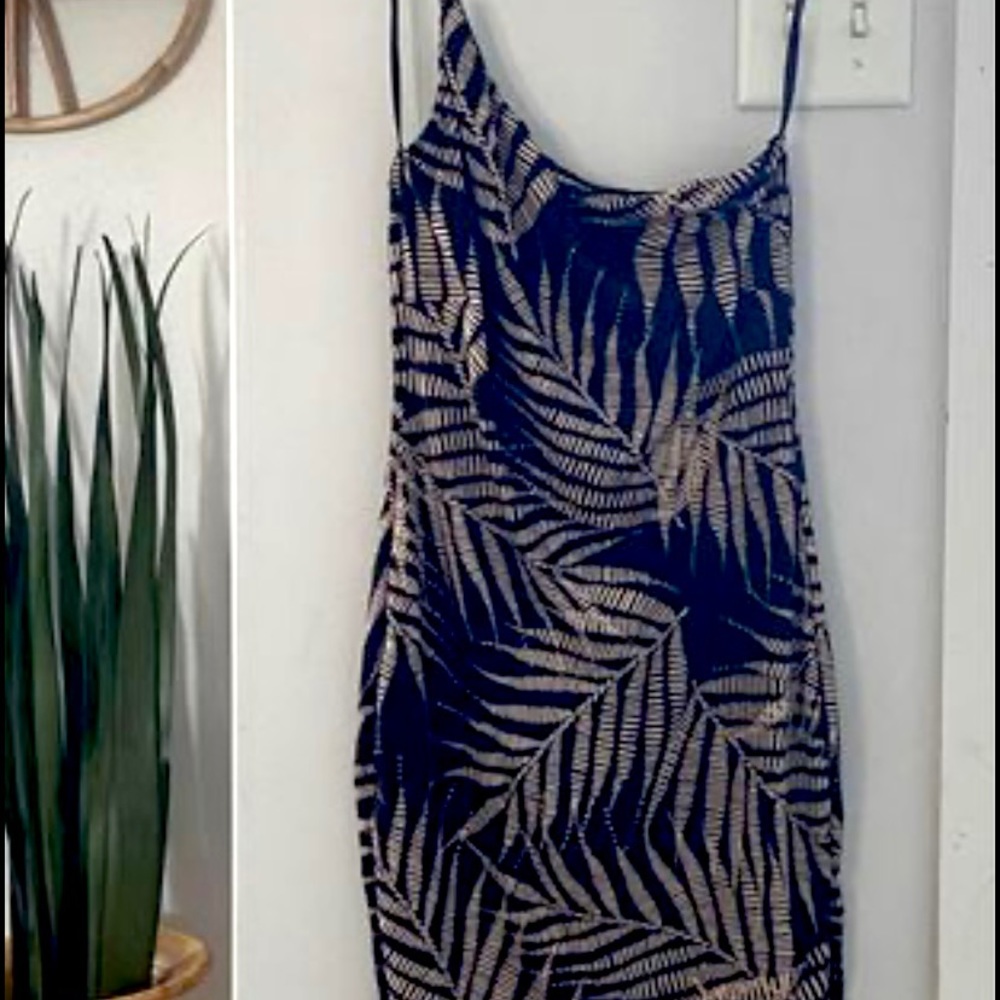 Jluxlabel one shoulder palm mini dress
